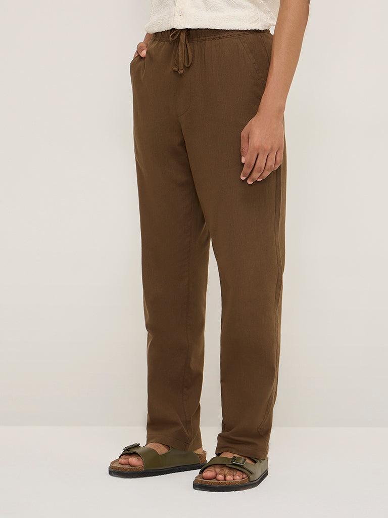 ETA Taupe Relaxed-Fit Mid-Rise Cotton Chinos - Image 3