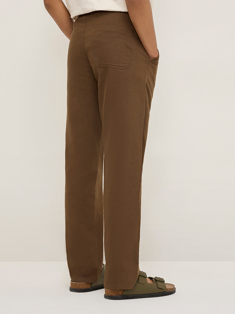 ETA Taupe Relaxed-Fit Mid-Rise Cotton Chinos - Image 4