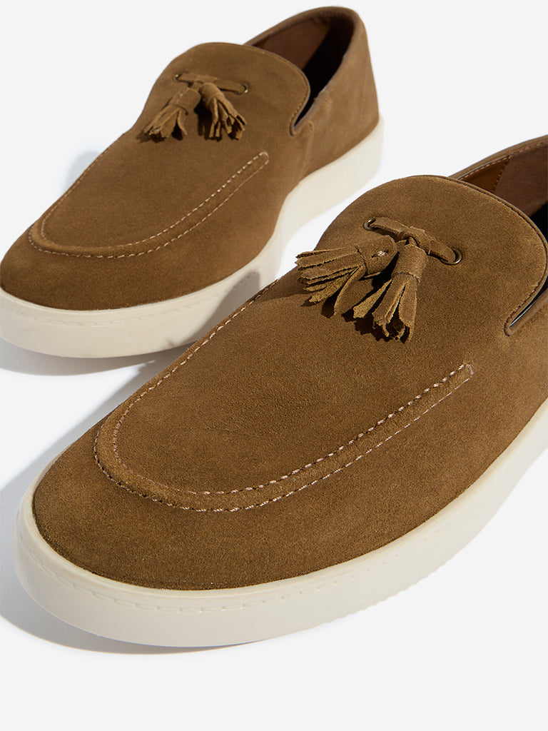 SOLEPLAY Brown Suede Leather Tassel Loafers - Image 3