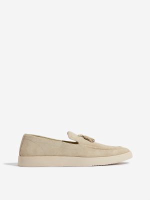 SOLEPLAY Beige Suede Leather Tasseled Loafers