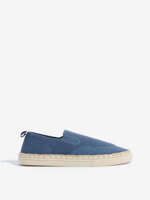 SOLEPLAY Blue Knit-Textured Slip-On Shoes