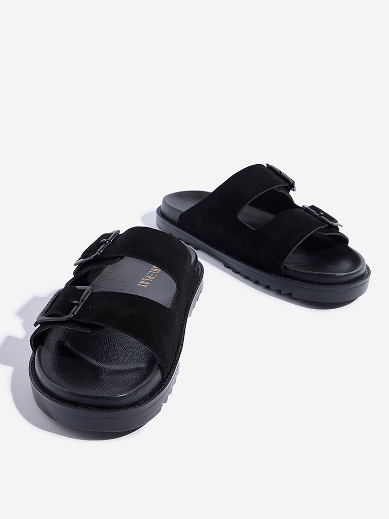 SOLEPLAY Black Dual-Strap Leather Sandals - Image 3