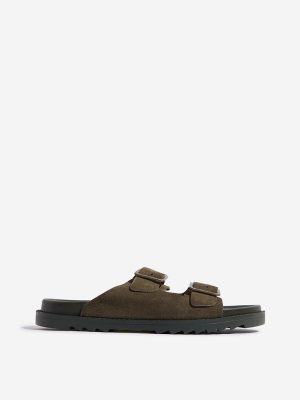 SOLEPLAY Olive Suede Slip-On Sandals