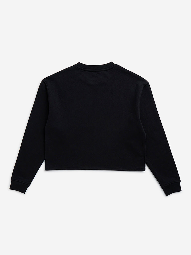 Y&F Kids Black Text Printed Cotton-Blend Sweatshirt - Image 3