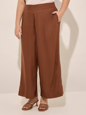 Diza Brown Solid Palazzos