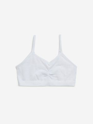 Y&F Kids White Cotton-Blend Crop Top