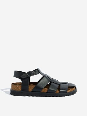 SOLEPLAY Black Multi Strap Buckle Sandals