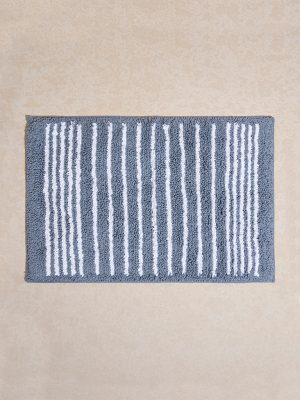 Westside Home Grey Stripe Printed Bath Mat