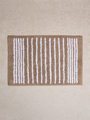 Westside Home Brown Stripe Pattern Bathmat