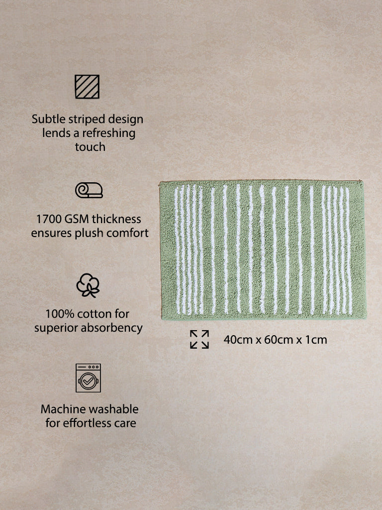 Westside Home Green Striped Bathmat - Image 3