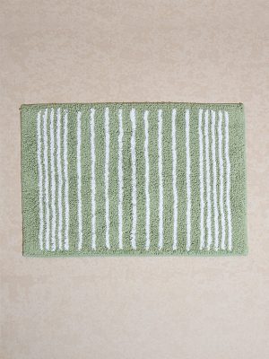 Westside Home Green Striped Bathmat