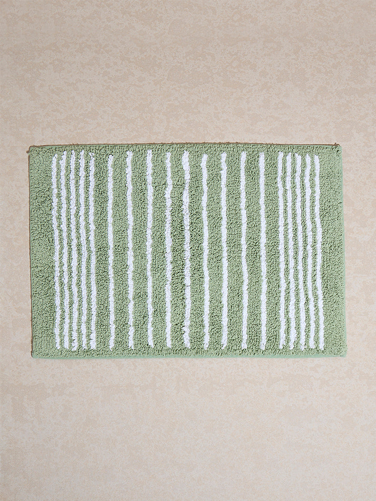 Westside Home Green Striped Bathmat