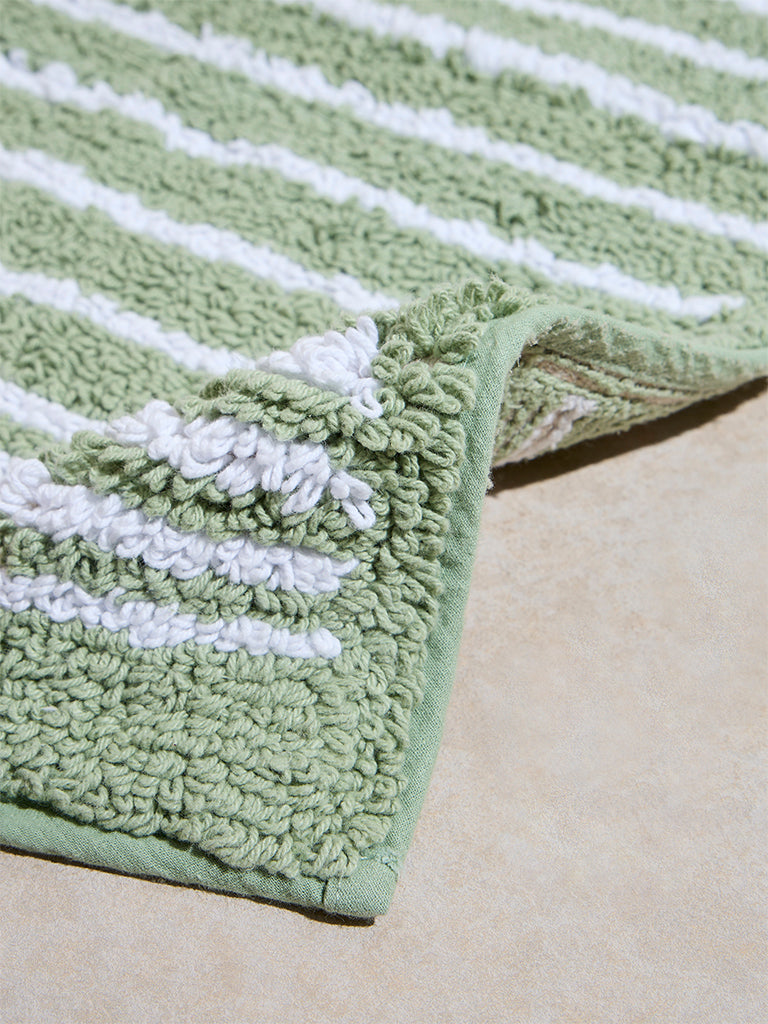Westside Home Green Striped Bathmat - Image 2