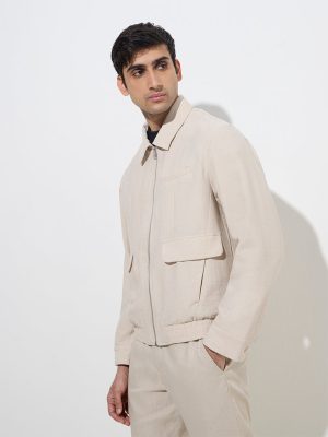Ascot Beige Solid Relaxed-Fit Jacket