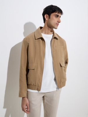 Ascot Tan Solid Relaxed-Fit Jacket