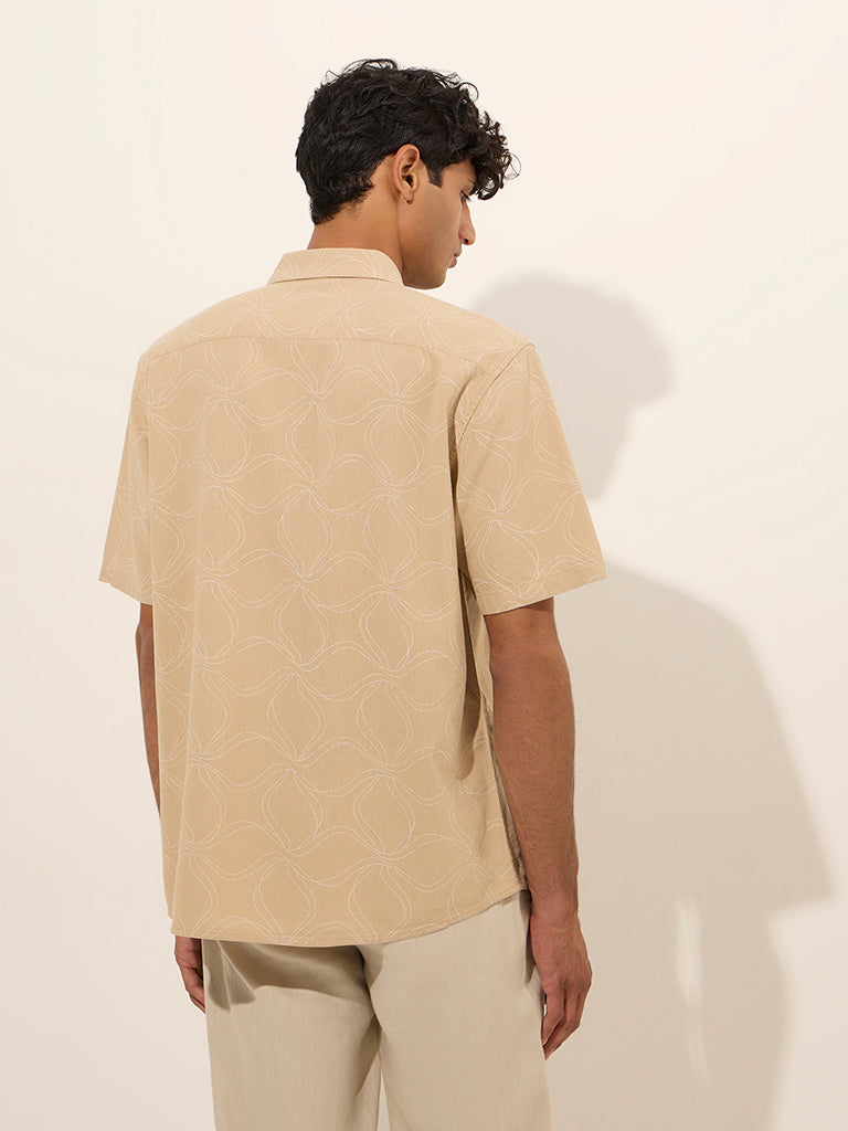 Ascot Beige Printed Relaxed-Fit Shirt - Image 4