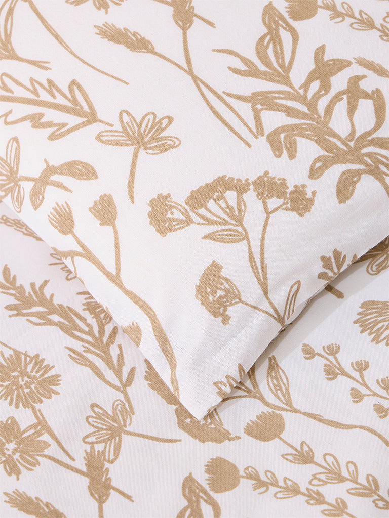 Westside Home Beige Design Single Bed Flat Sheet and Pillowcase Set - Image 3