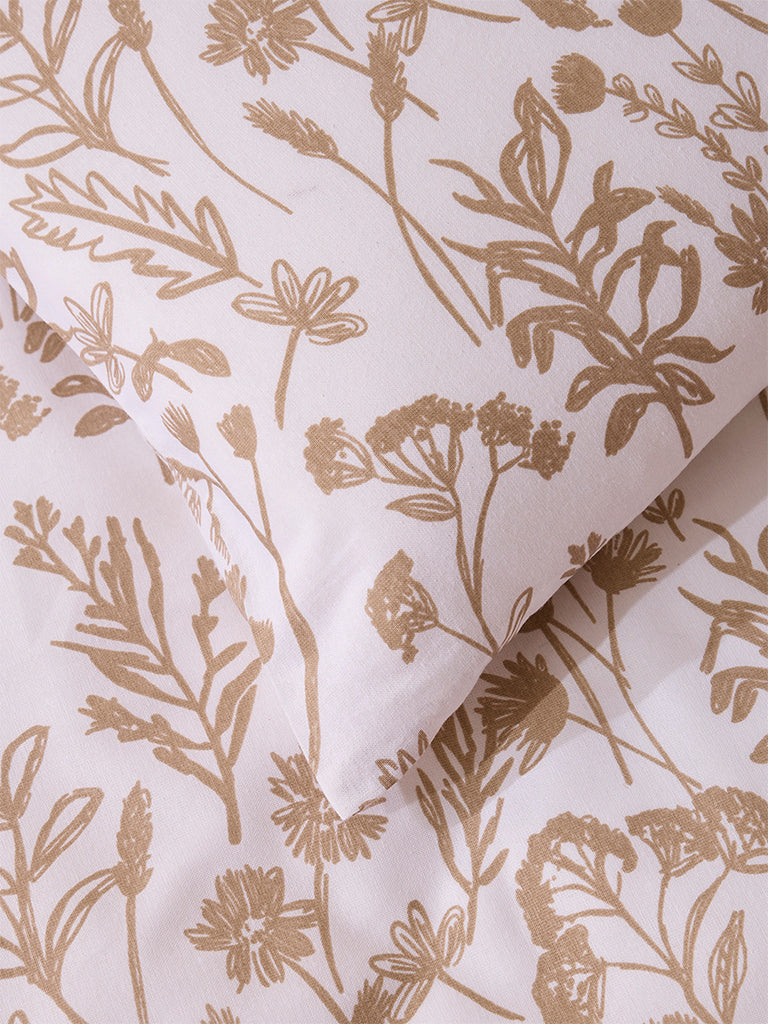 Westside Home Beige Design Queen Bed Flat Sheet and Pillowcase Set - Image 3