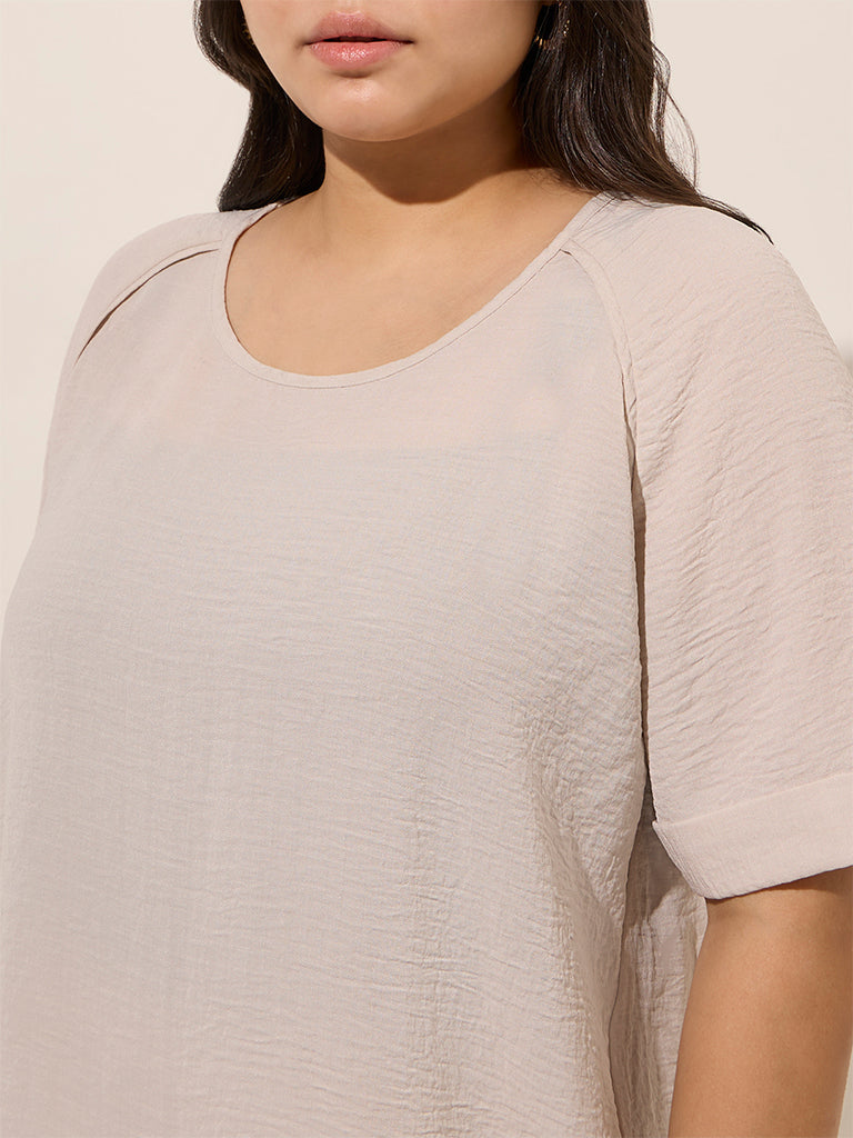 Gia Beige Crinkle-Textured Top - Image 2