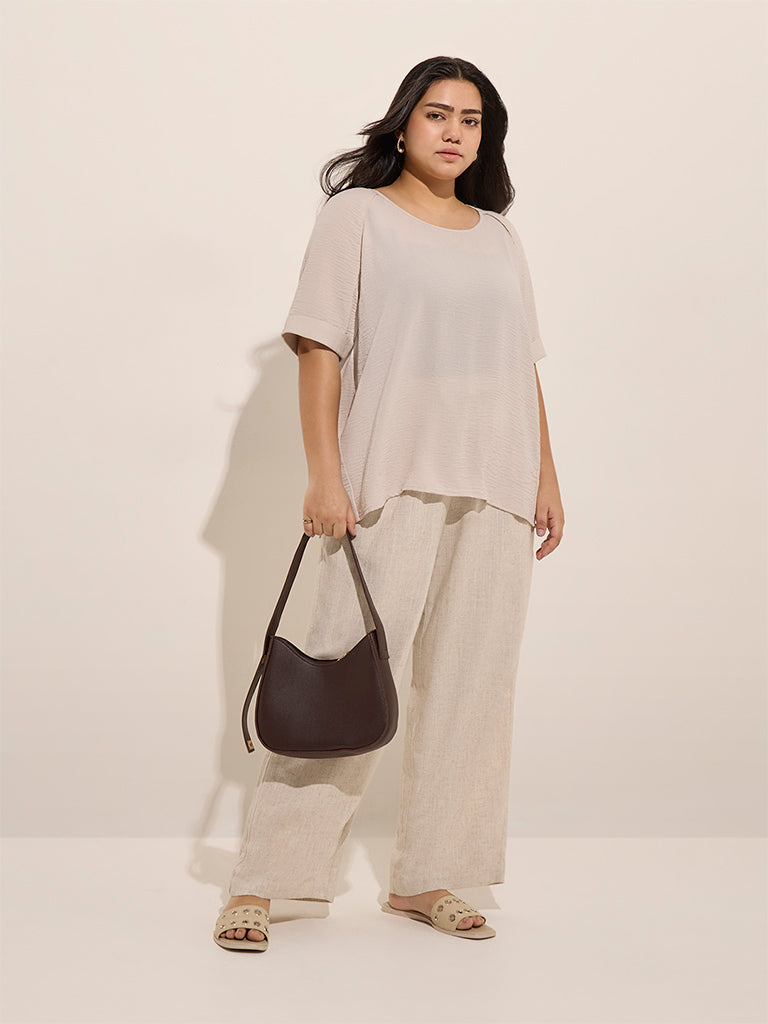 Gia Beige Crinkle-Textured Top - Image 3