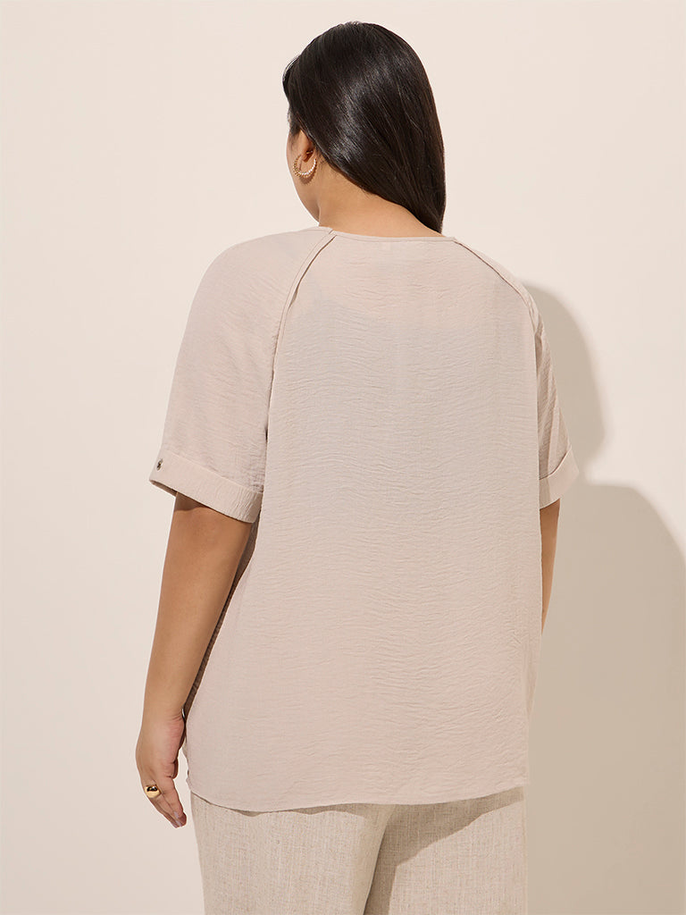 Gia Beige Crinkle-Textured Top - Image 4