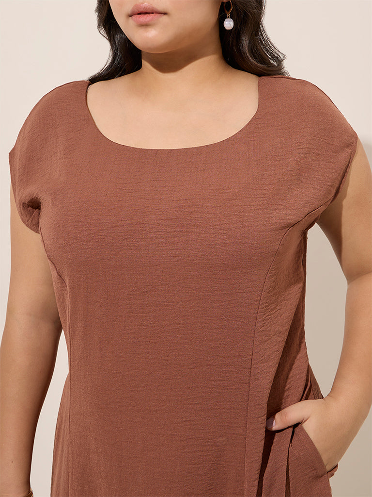 Gia Brown Crinkle-Textured A-Line Dress - Image 2