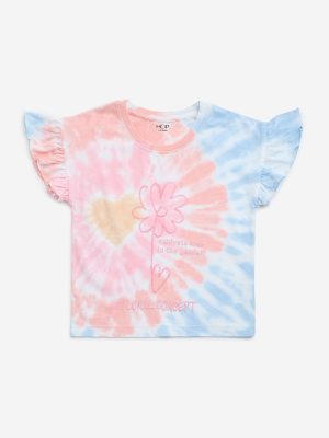 HOP Kids Multicolour Tie-Dye Design Cotton Top