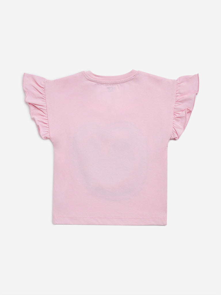 HOP Kids Pink Sequin Embellished Cotton T-Shirt - Image 3
