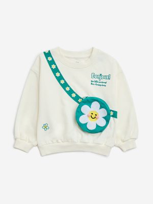 HOP Kids Off-White Pouch-Detailed Cotton-Blend Sweatshirt