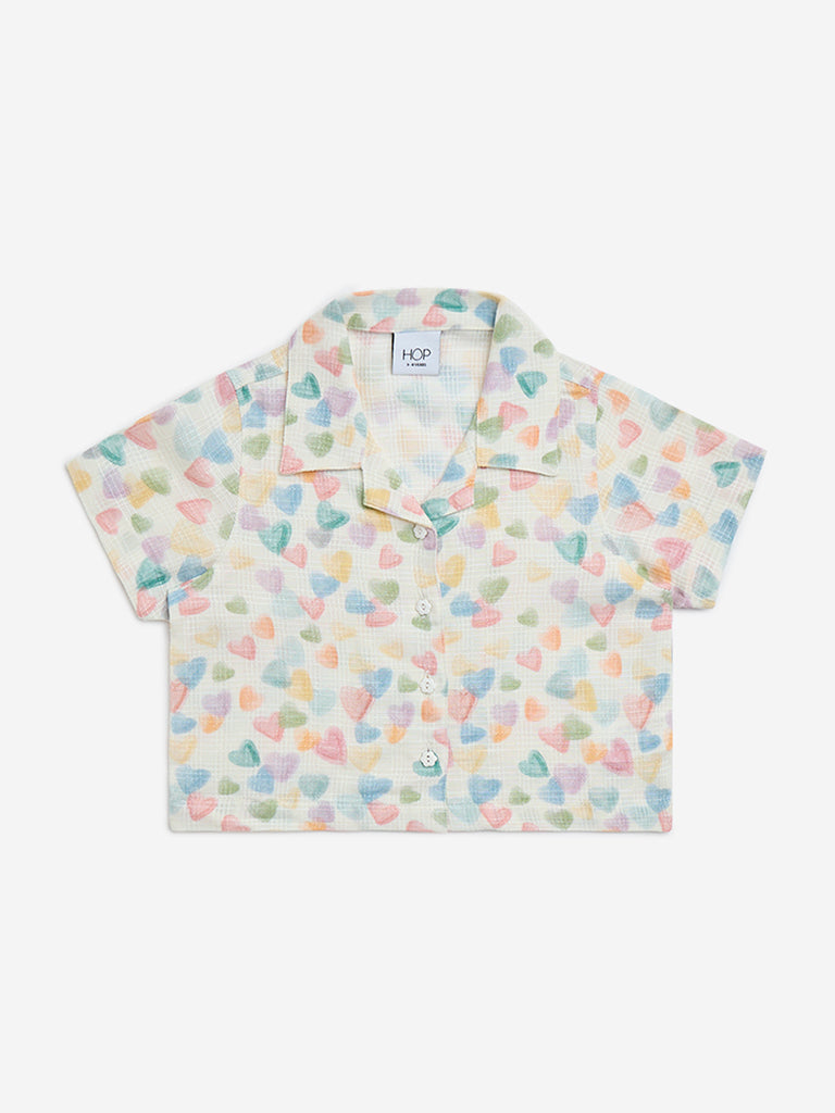 HOP Kids Multicolour Heart Printed Shirt