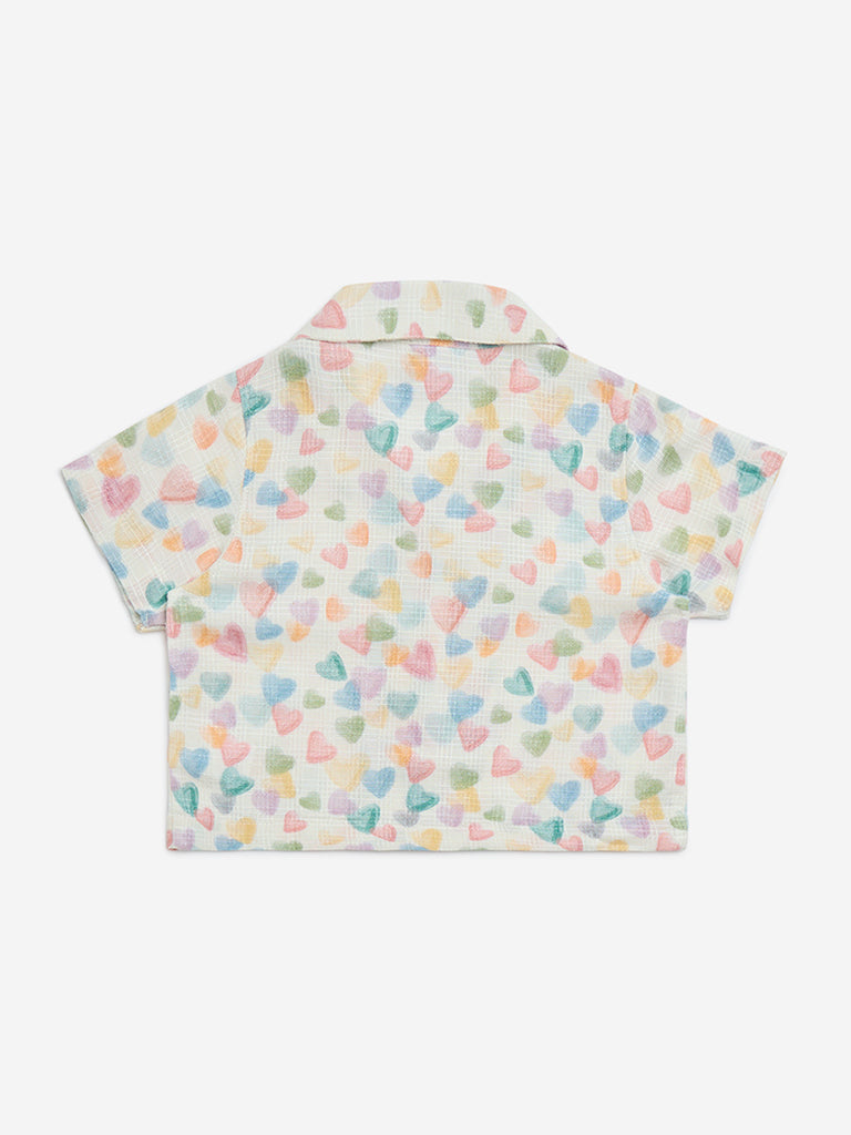 HOP Kids Multicolour Heart Printed Shirt - Image 3