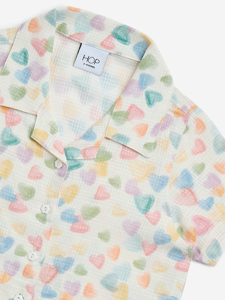HOP Kids Multicolour Heart Printed Shirt - Image 4
