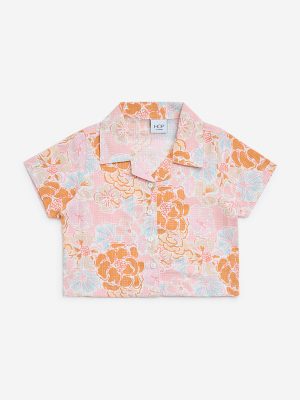 HOP Kids Dusty Pink Floral Design Shirt