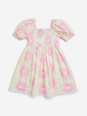 HOP Kids Multicolour Floral Cotton Fit-and-Flare Dress