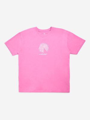 Y&F Kids Pink Typographic Cotton T-Shirt