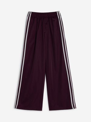Y&F Kids Wine Stripe Printed Mid-Rise Track Pants