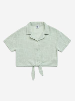 Y&F Kids Sage Tie-Up Detailed Cotton Shirt 