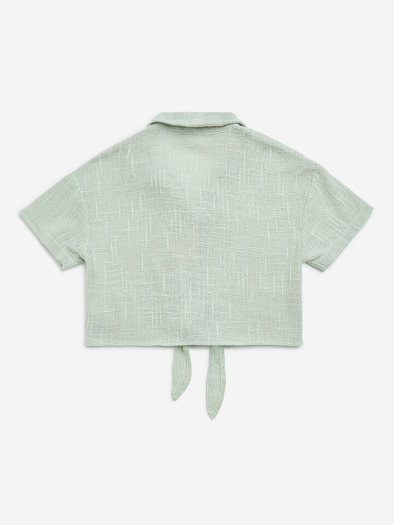 Y&F Kids Sage Tie-Up Detailed Cotton Shirt - Image 3