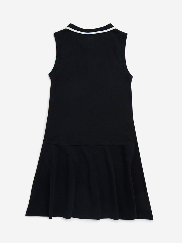 Y&F Kids Black Text Printed Cotton Tennis Dress - Image 2