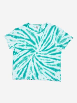 Y&F Kids Green Tie-Dye Printed Cotton-Blend Top