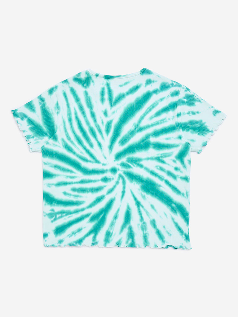 Y&F Kids Green Tie-Dye Printed Cotton-Blend Top - Image 3