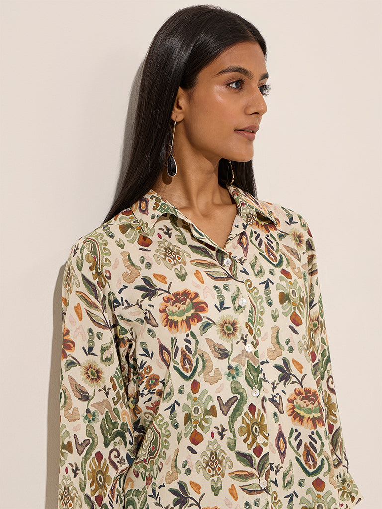Utsa Multicolour Floral Printed Tunic - Image 2