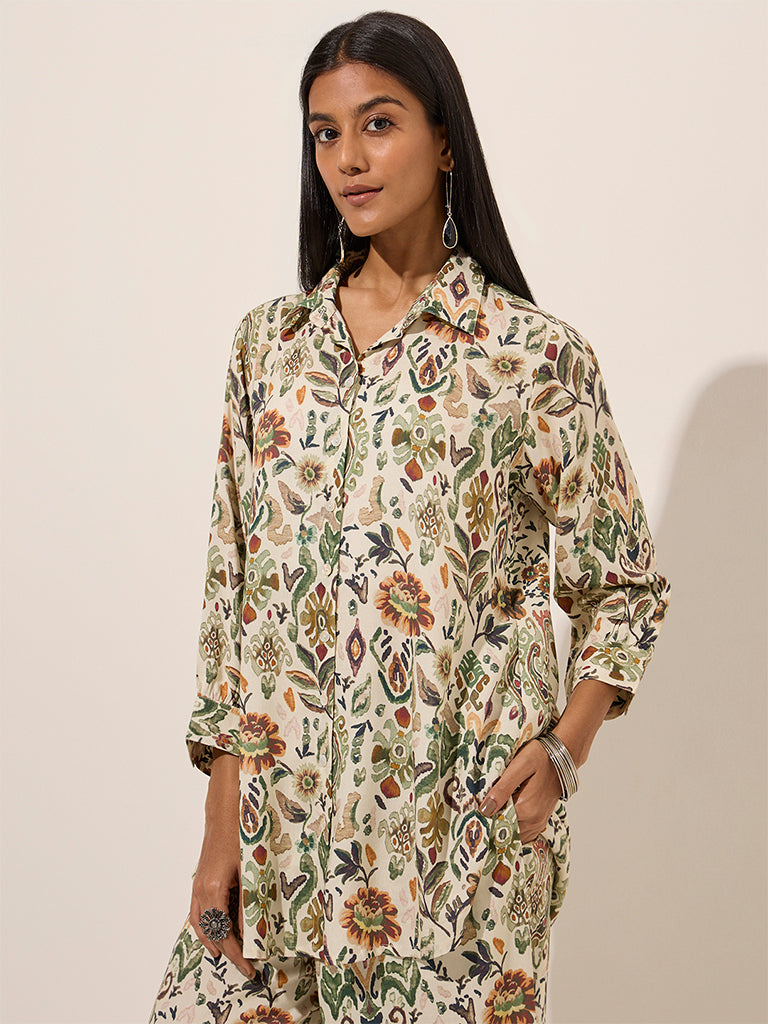 Utsa Multicolour Floral Printed Tunic - Image 3
