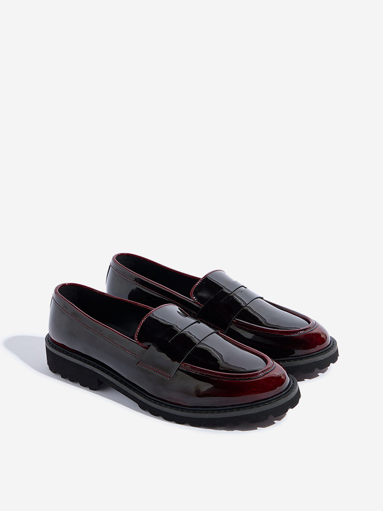 LUNA BLU Burgundy Glossy Loafers - Image 2