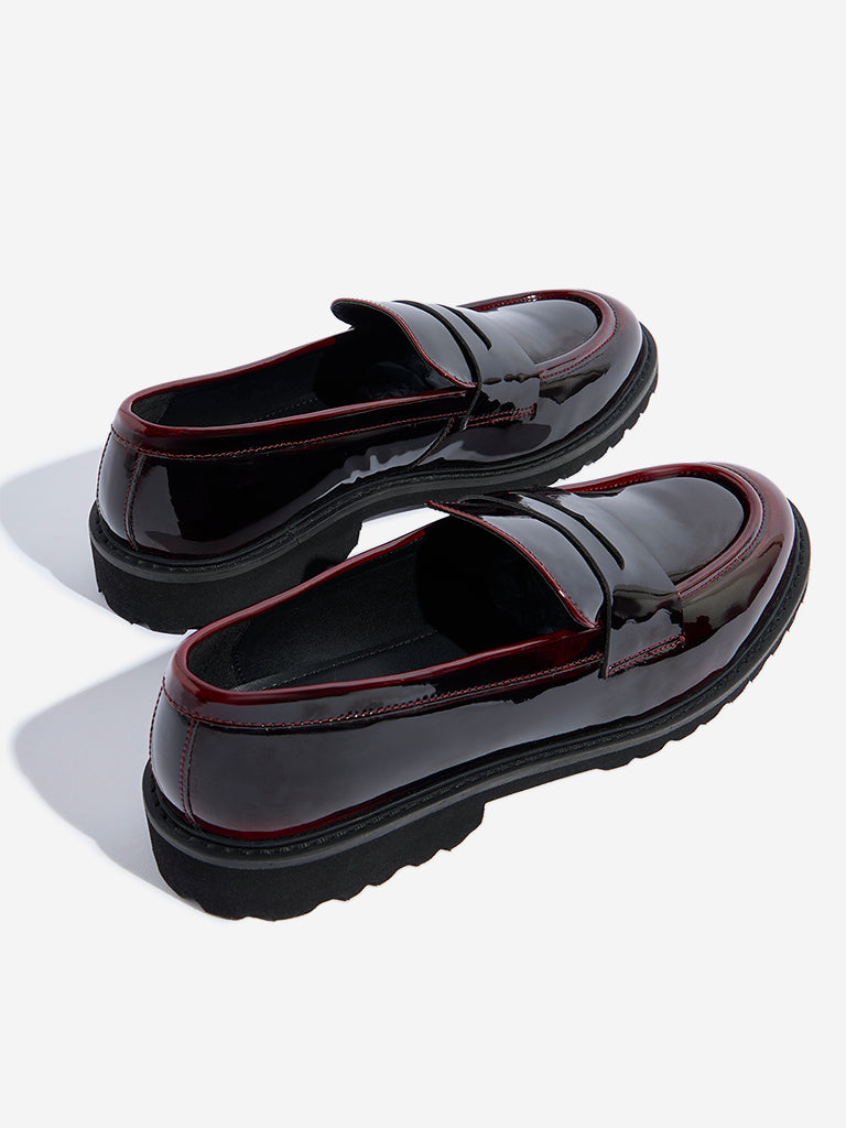 LUNA BLU Burgundy Glossy Loafers - Image 3