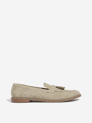 LUNA BLU Ivory Faux-Suede Tassel-Design Loafers