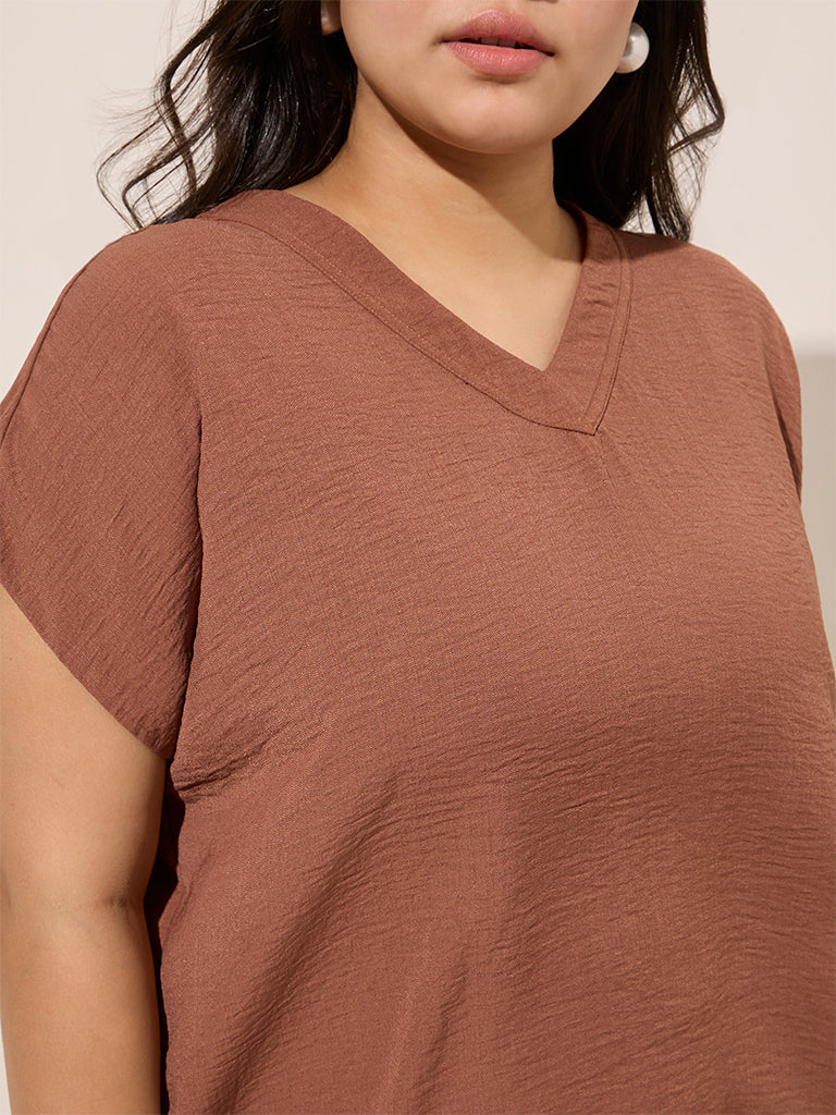 Gia Brown Crinkle-Textured Top - Image 2