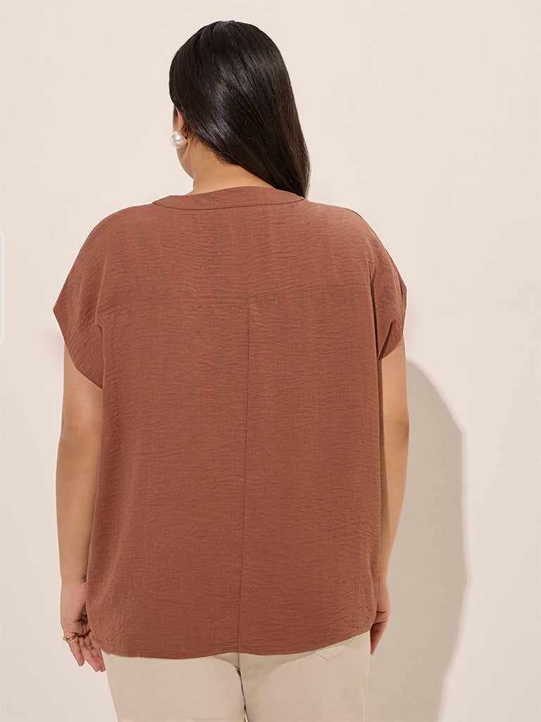 Gia Brown Crinkle-Textured Top - Image 4