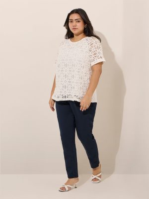 Gia Navy Blue Solid High-Rise Cotton-Blend Jeggings