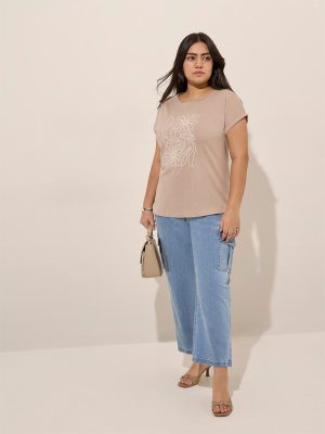 Gia Light Blue Cargo-Style Relaxed-Fit Mid-Rise Jeans